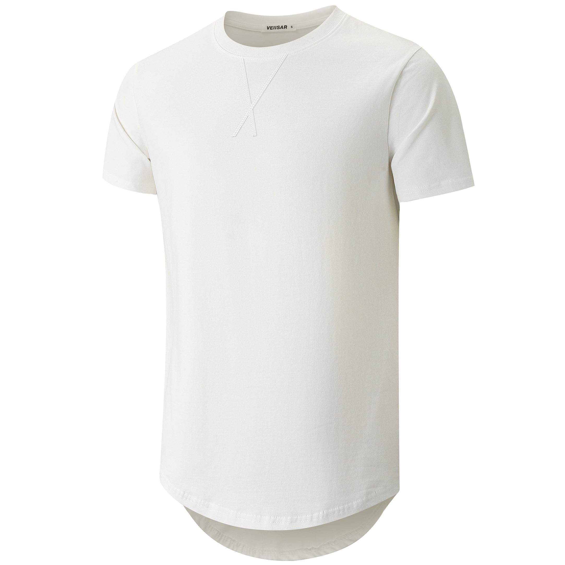 VEIISAR Herren Dickes Rundhalsmantel T-Shirt mit Herren 100 Baumwolle Heavy Duty Preshrunk Longline Shirt