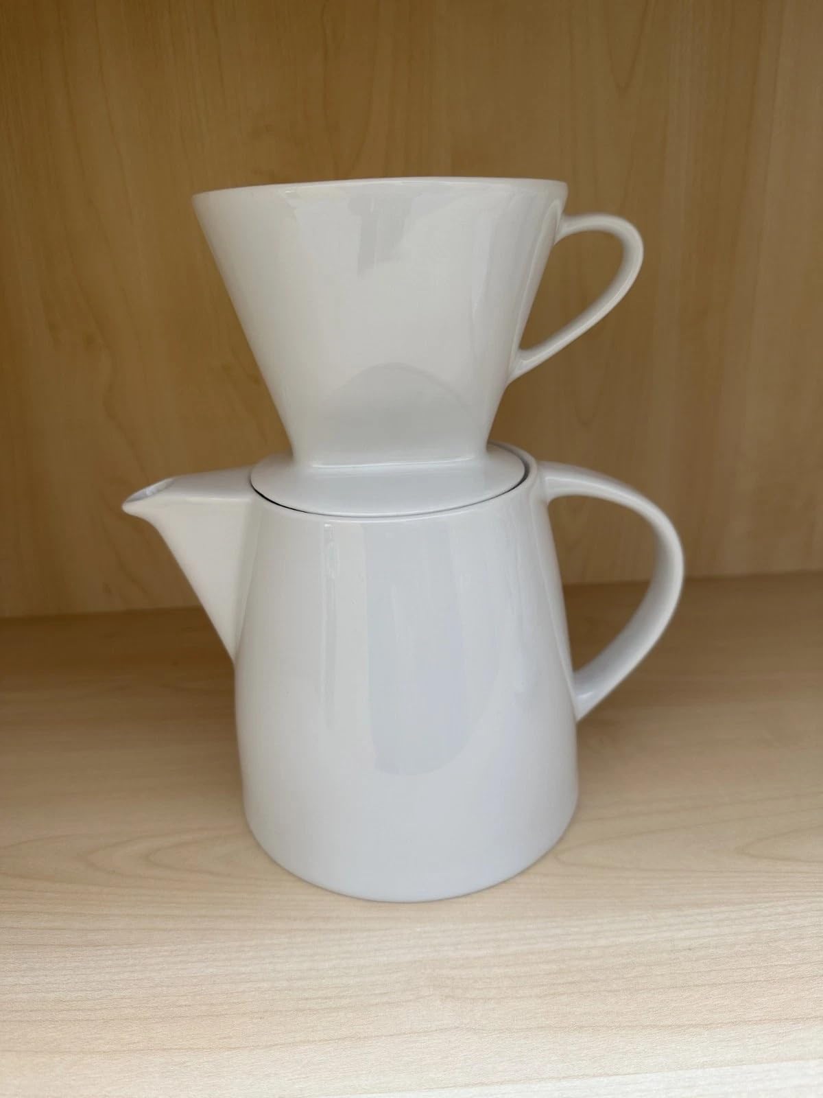 Kaffeekanne mit Deckel + Filter Porzellan Weiß 1,1 l | Made in Europe