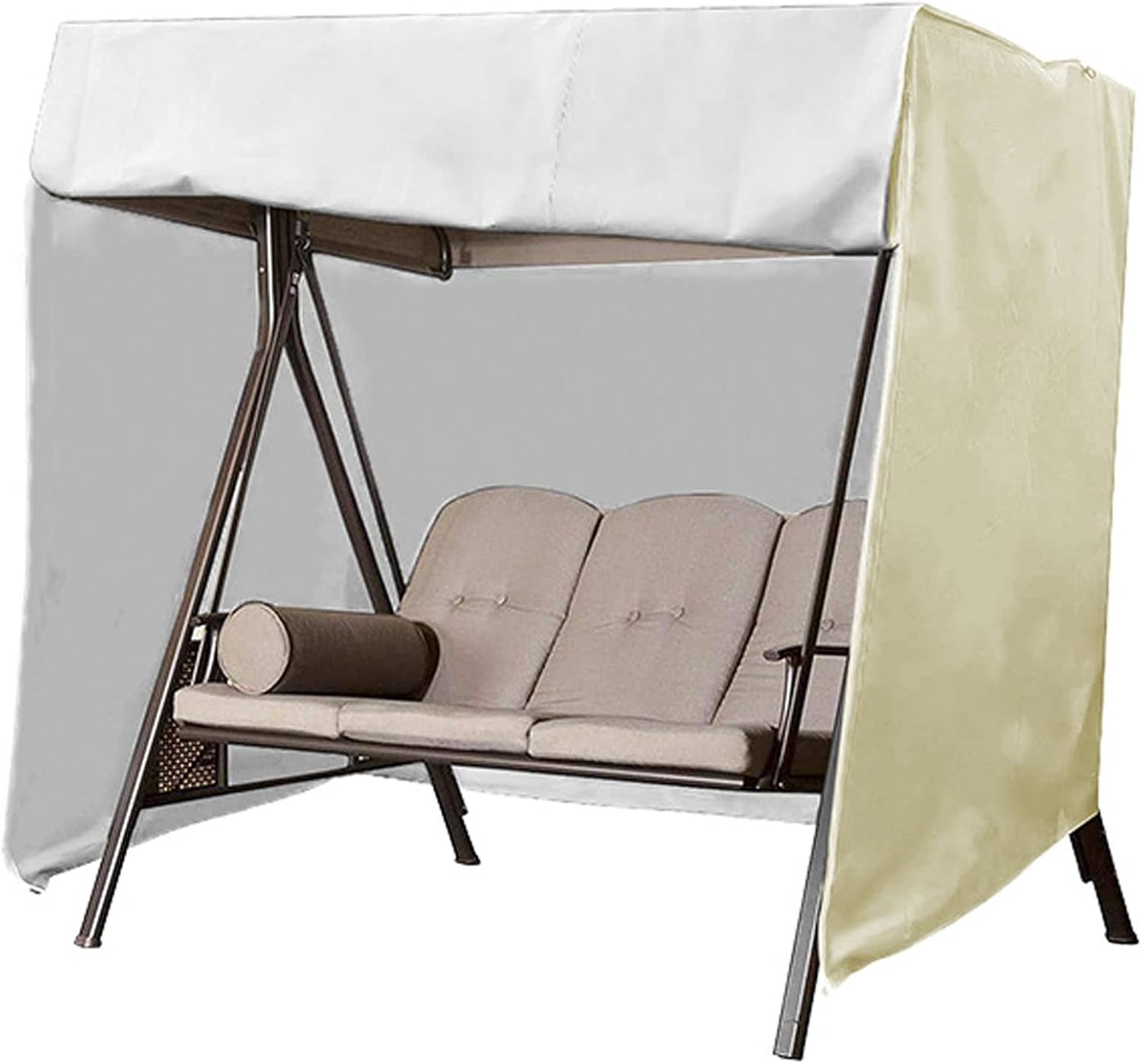 Outdoor Garden Swing Covers Waterproof for Patio Swing 2-3 Triple Seater Hammock Cover Waterproof, Glider Chair Cover Patio Furniture Cover(Beige,190T 223 * 152 * 183cm)