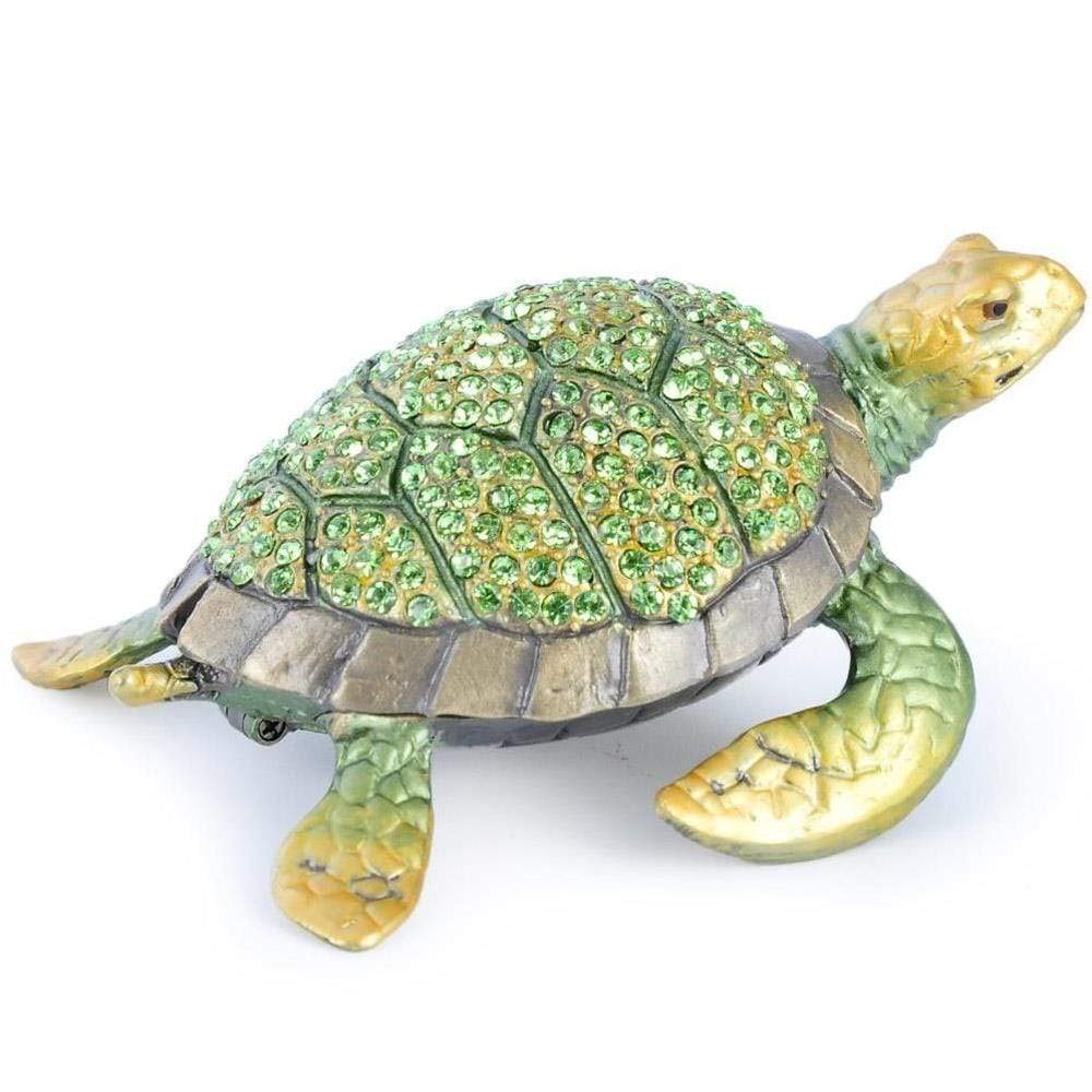 KALIFANODecorative Sea Turtle Jewelry/Keepsake Box with Swarovski Element Crystals for Storage and Organization - Handmade Magnetic Trinket Box