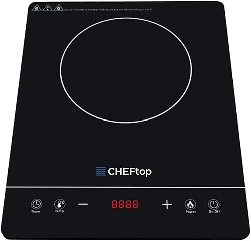 Miniatura 4 de Cheftop - Quemadores de inducción portátiles de inducción de 120 V, parte superior de cerámica digital con bloqueo de seguridad para niños, 1800