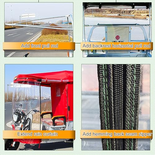 Toldo impermeable tipo cortina semicerrada para triciclos de 3 ruedas 6