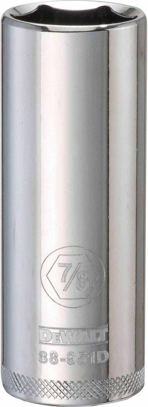 DEWALT 1/2 Inch Drive 6-Point Deep Socket 5/8 Inch - Chrome Vanadium Professional Socket