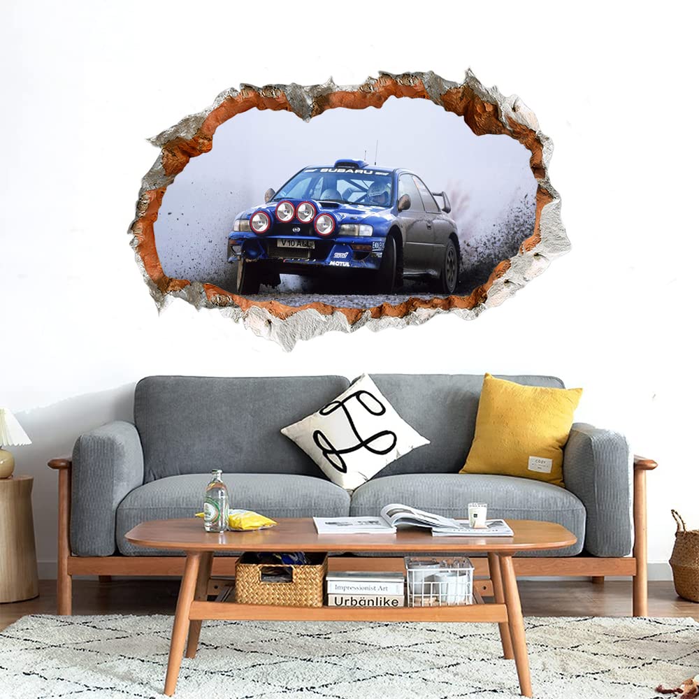 GADGETS WRAP Printed Wall Decal Sticker Broken Smashed Bricks Wall Style Decal (81cm x 55cm) - Subaru Impreza Rally car