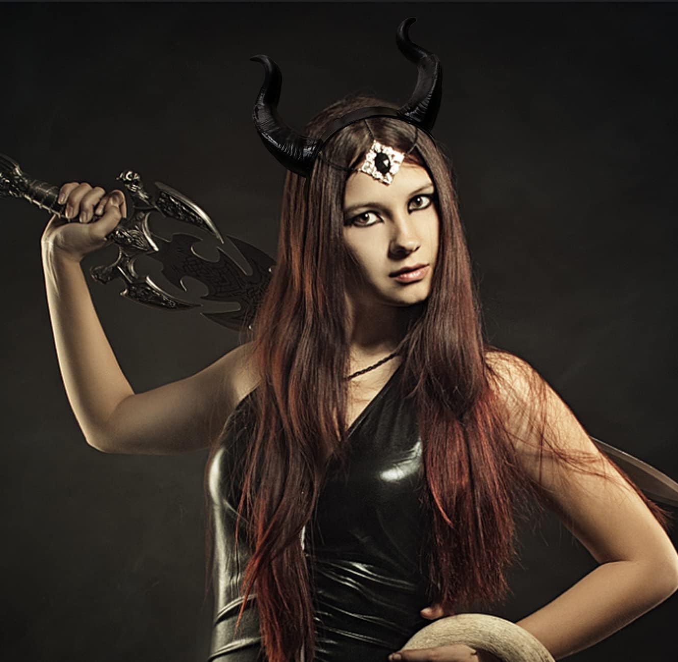 L'VOW Gothic Maleficent Horns Headband Headpiece Maleficent Ears Headdress Halloween Cosplay Costume Accessories - Image 6