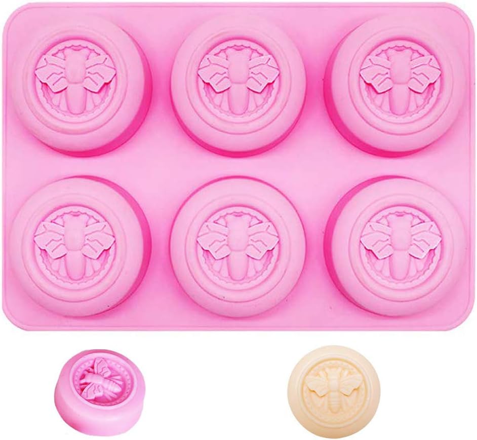 2pcs 3D Round Bee Silicone Molds for Soaps, Circle Honeycomb Molds for Cake Baking Homemade Craft