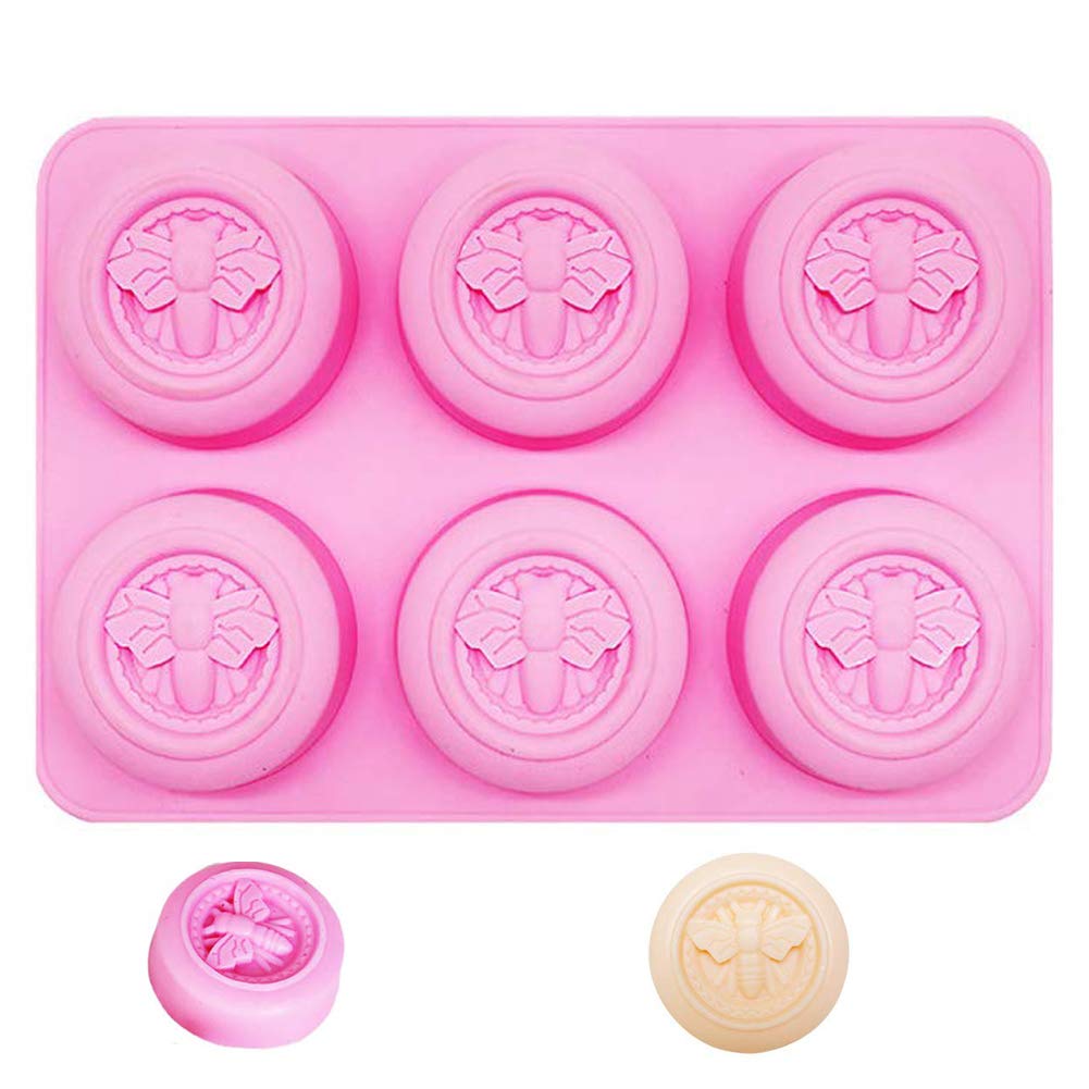 2pcs 3D Round Bee Silicone Molds for Soaps, Circle Honeycomb Molds for Cake Baking Homemade Craft