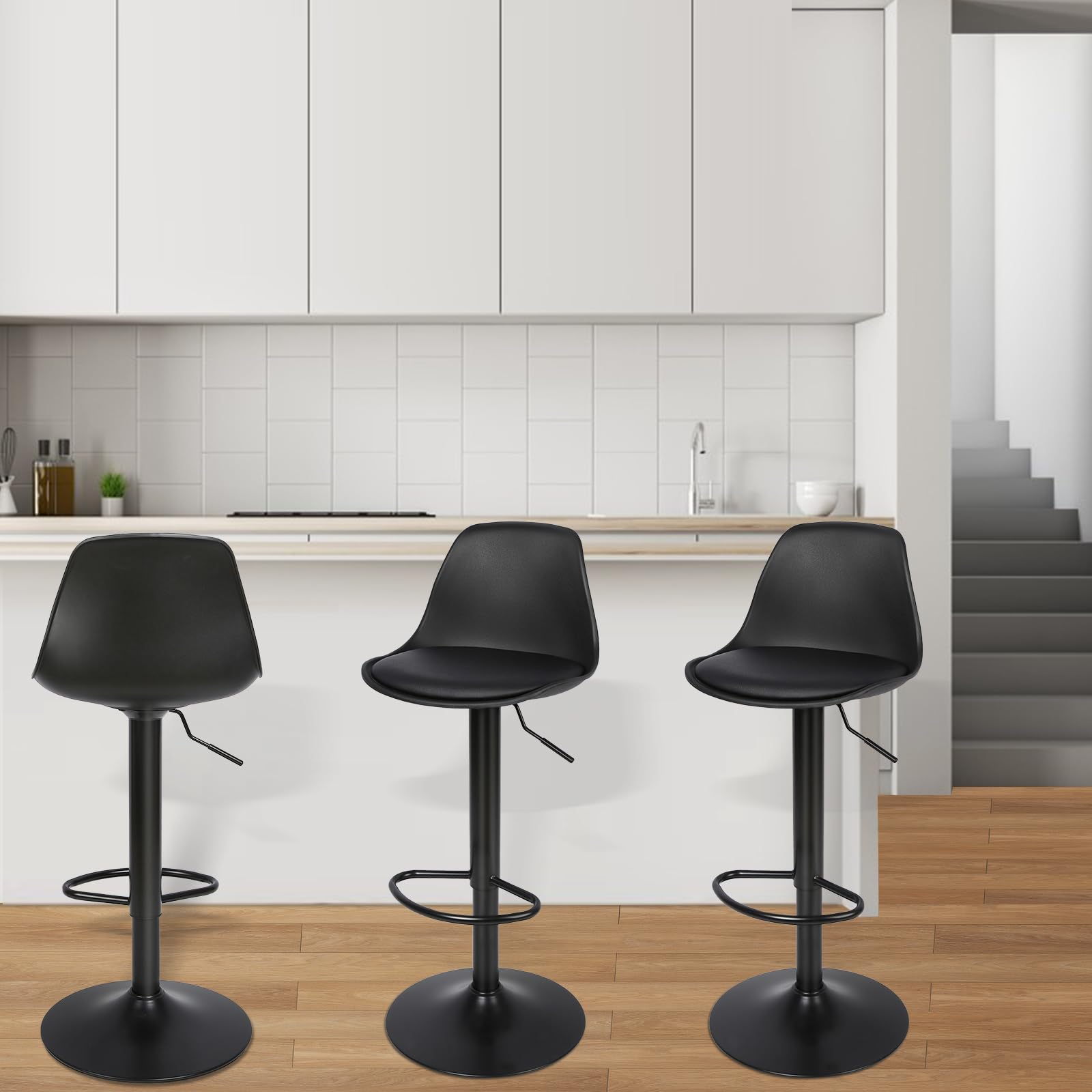 Tabouret de Bar GOLDCMN - Lot de 4 tabourets pivotants gris foncé