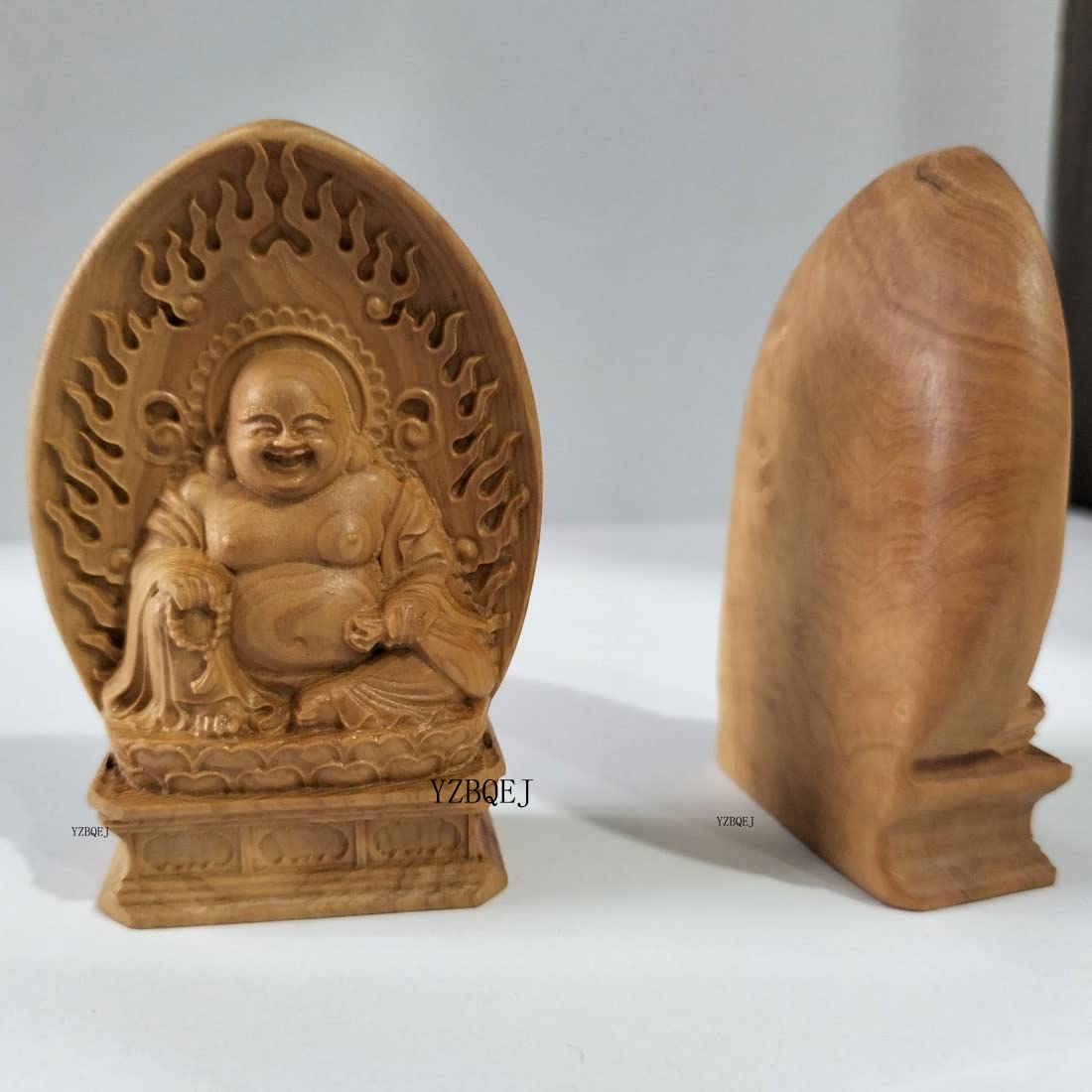 Amazon｜仏像 ミニ 布袋様 置物 七福神の置物 ツゲ製高級木彫り（高さ