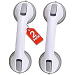 Grab Bars for Bathtubs and Showers, Heavy Duty Shower Handle 2 Pack 12 Inch for Elderly Assistance Products Seniors Suction Cup Removable Handrails Handicap Bath Grip Bathroom Safety Grips No Drilling
