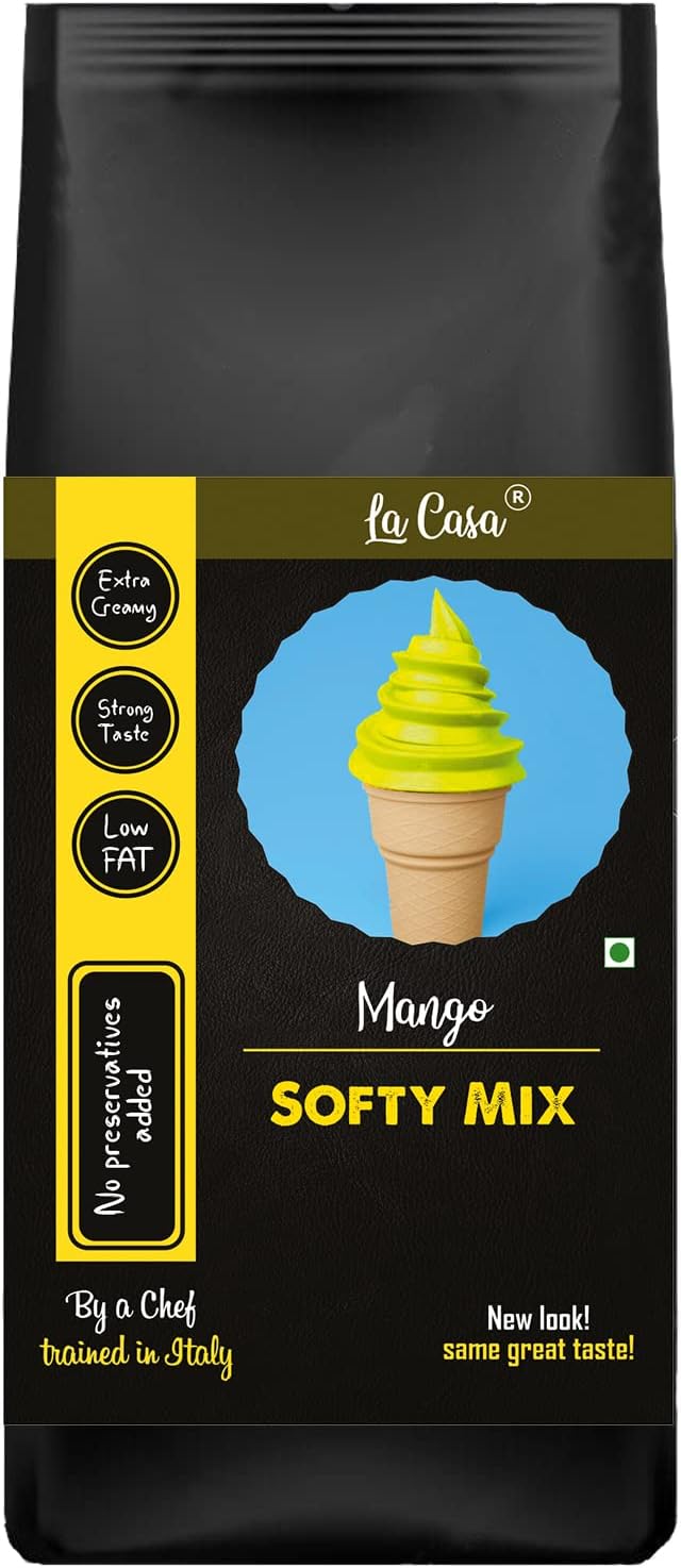 Soft Serve or Softy Premix - Mango | Extra Creamy & Strong Flavor | Simply add Milk to prepare Soft Serves | 250g |