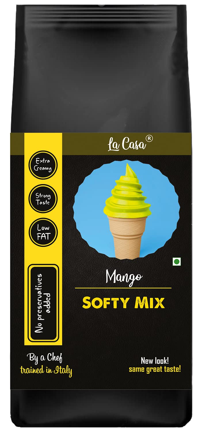 La Casa Soft Serve or Softy Premix - Mango | Extra Creamy & Strong Flavor | Simply add Milk to prepare Soft Serves | 250g |
