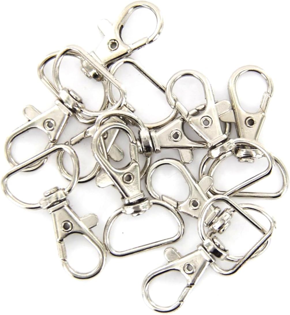 10pcs Swivel Trigger Snap Hooks Metal Keychain Clasp for Crafts Dog Leashes and Decorations Durable Silver Finish Inner for DIY Projects
