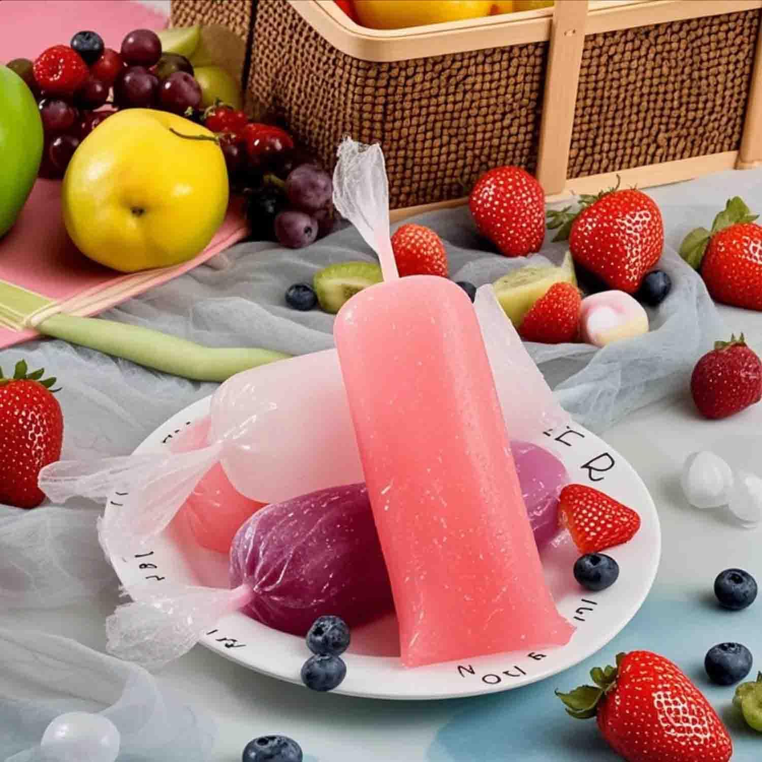 250 moldes desechables para polos de hielo, bolsas de plástico con embudo de silicona para yogur y dulces caseros (3 x 12 pulgadas)