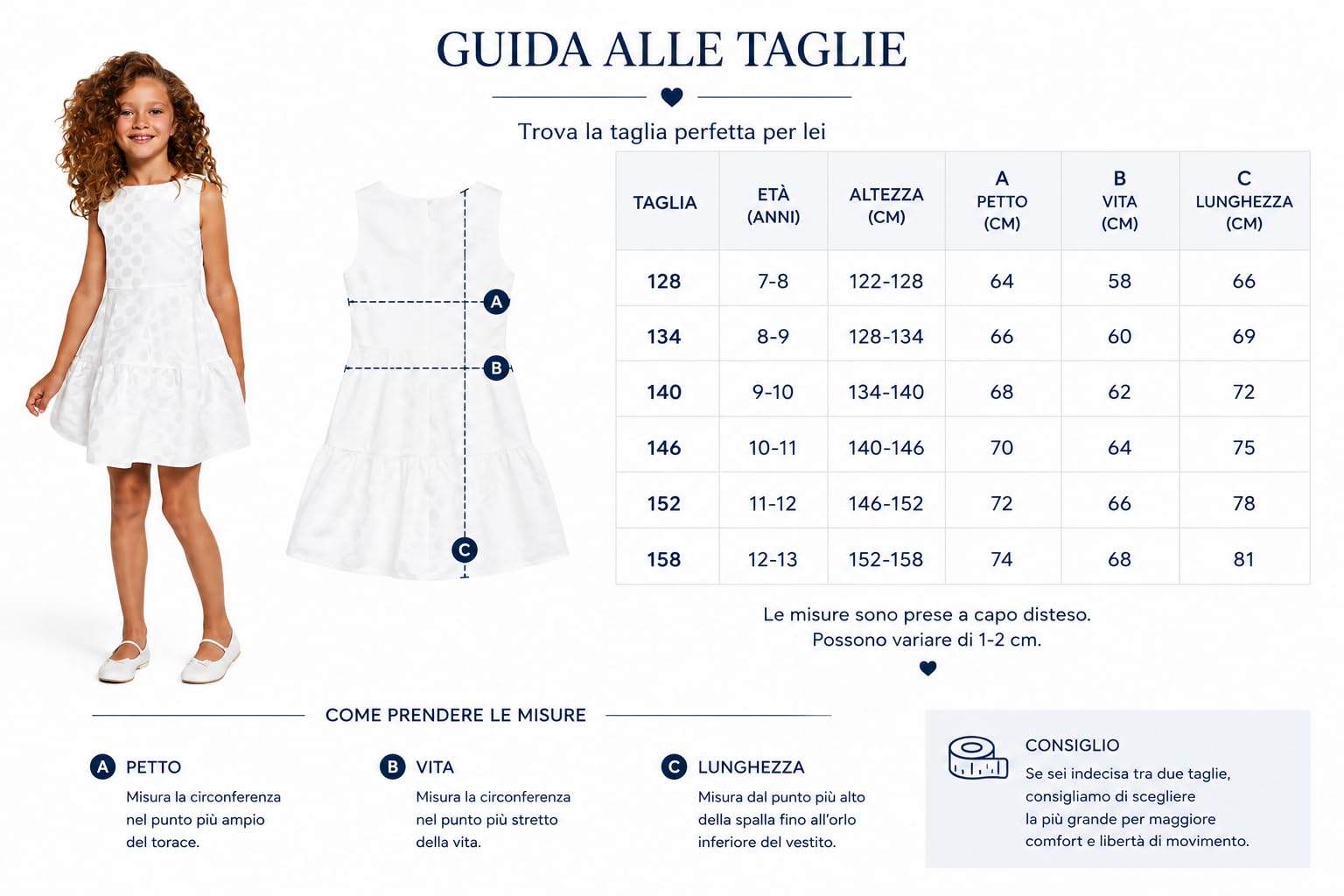 Generico Abito da Bambina Bianco con Pois, Vestito Ragazza Senza Maniche, Elegante e Perfetto per Cerimonie, Matrimoni, Battesimi e Occasioni Speciali 6964