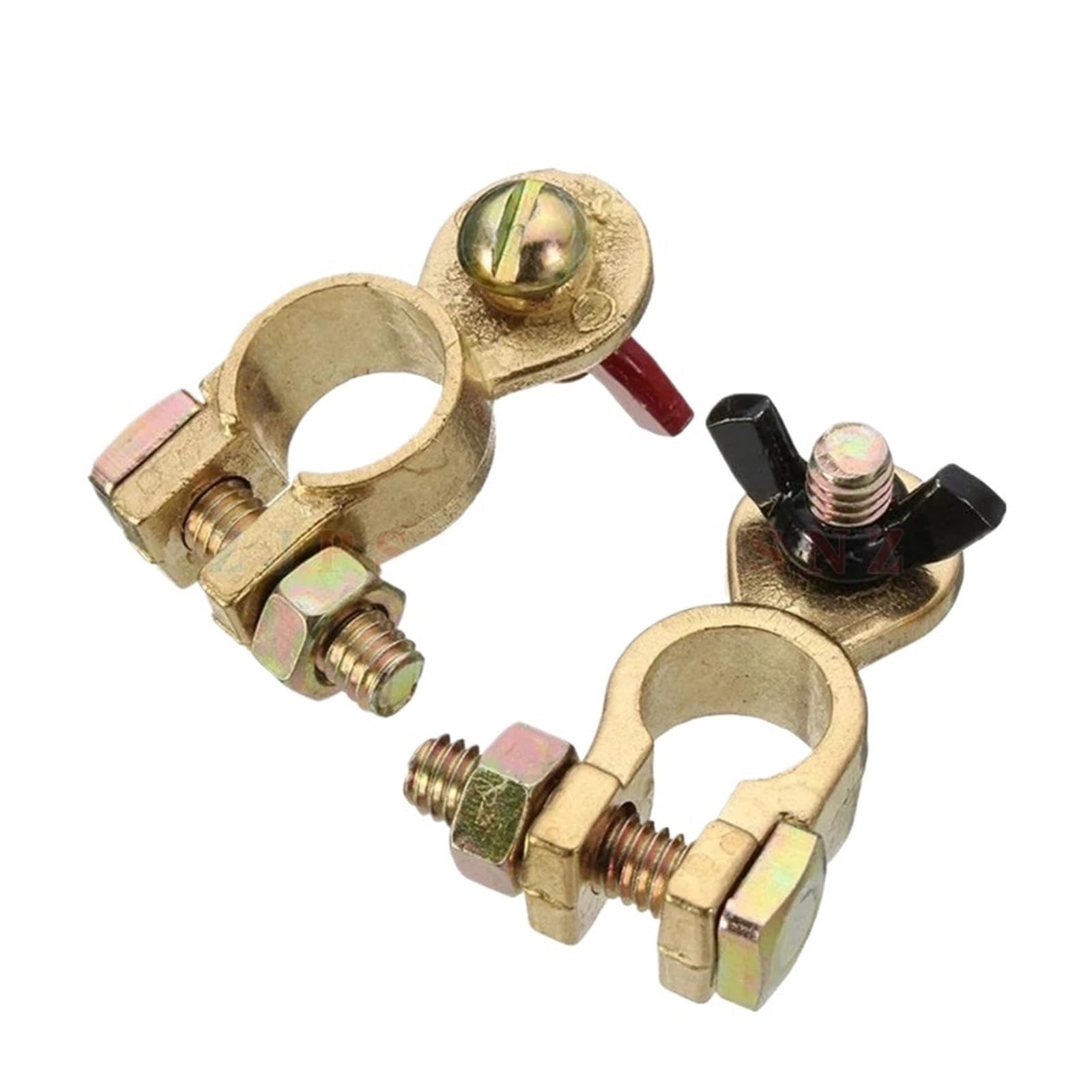 Connettore per morsetto terminale batteria Connettore terminale batteria for auto Batteria negativa positiva Morsetti batteria a sgancio rapido Connettore in ottone for auto universale(2Pair)