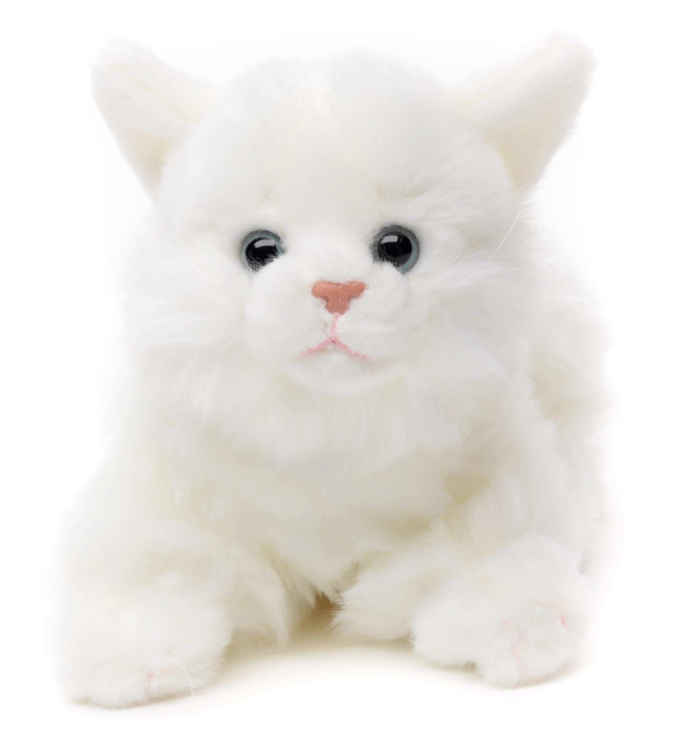 Uni-Toys - Cat white, lying down - 20 cm (length) - plush kitten - plush toy, cuddly toy