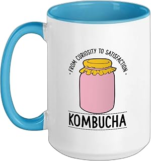 Kombucha Starter Kit for Tea Drink Lover Kombucha Ceramic Mug, Blue/White, 15oz