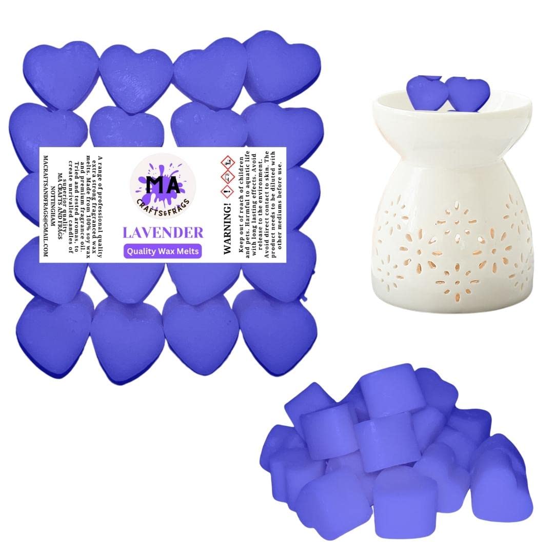 Ma Crafts&Frags Blue 20 X Highly Scented Wax Melts Mini Hearts Many Fragrances Designer Inspired (Lavender)