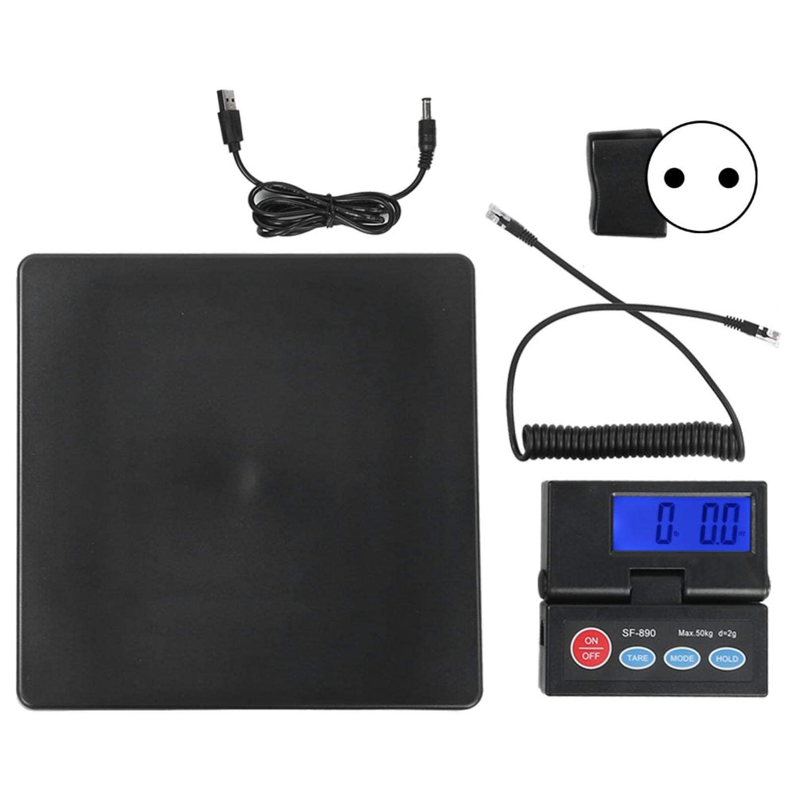 Báscula digital para envíos postales, balanza grande de 50 kg/2 g para paquetes con pantalla LCD, alta precisión, servicio pesado, buena báscula, apagado automático, pesaje rápido(YO)