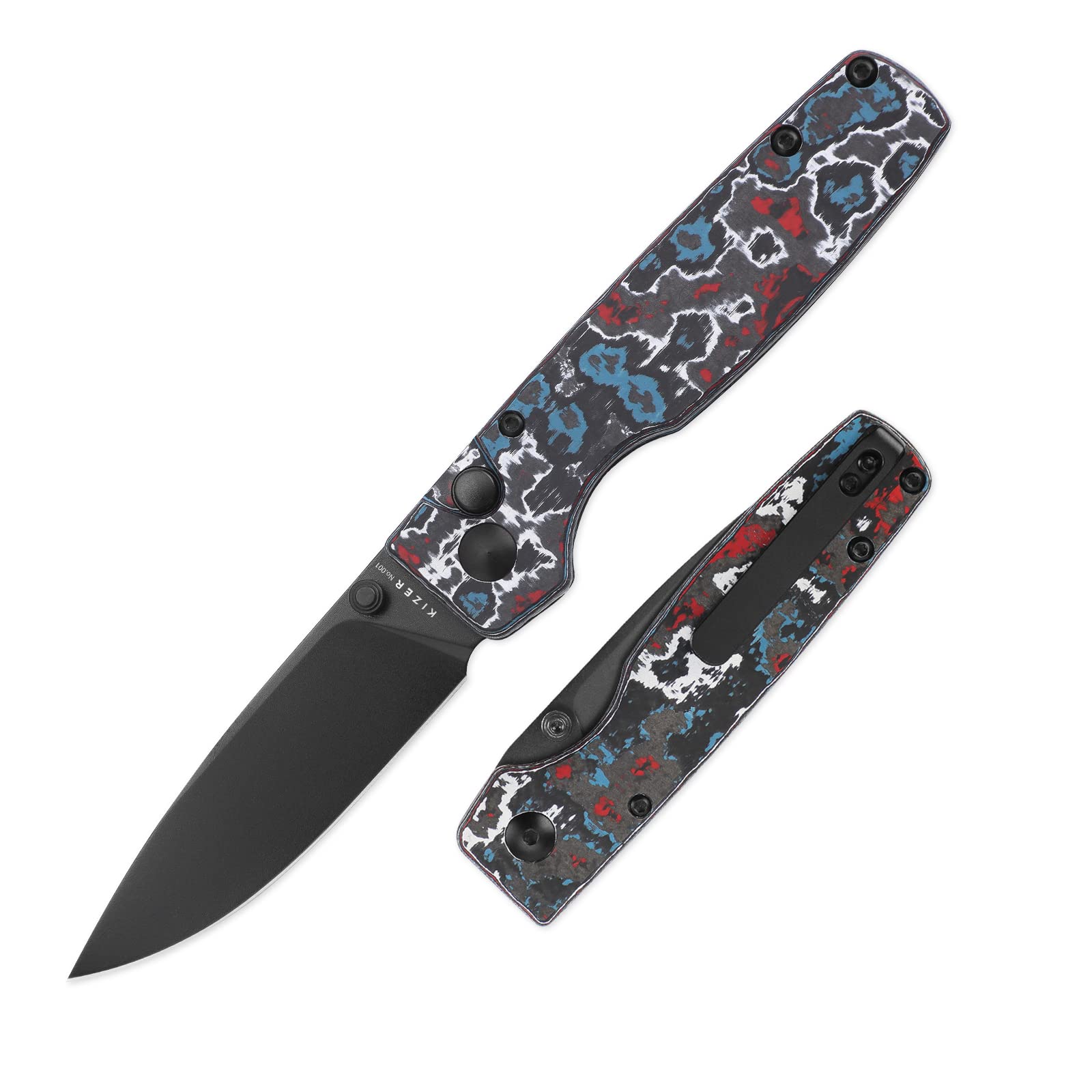 Kizer Original 3 Inches EDC Pocket Knife Elmax Steel Fodling Knife Fatcarbon Handle Camping Tools Ki3605A1