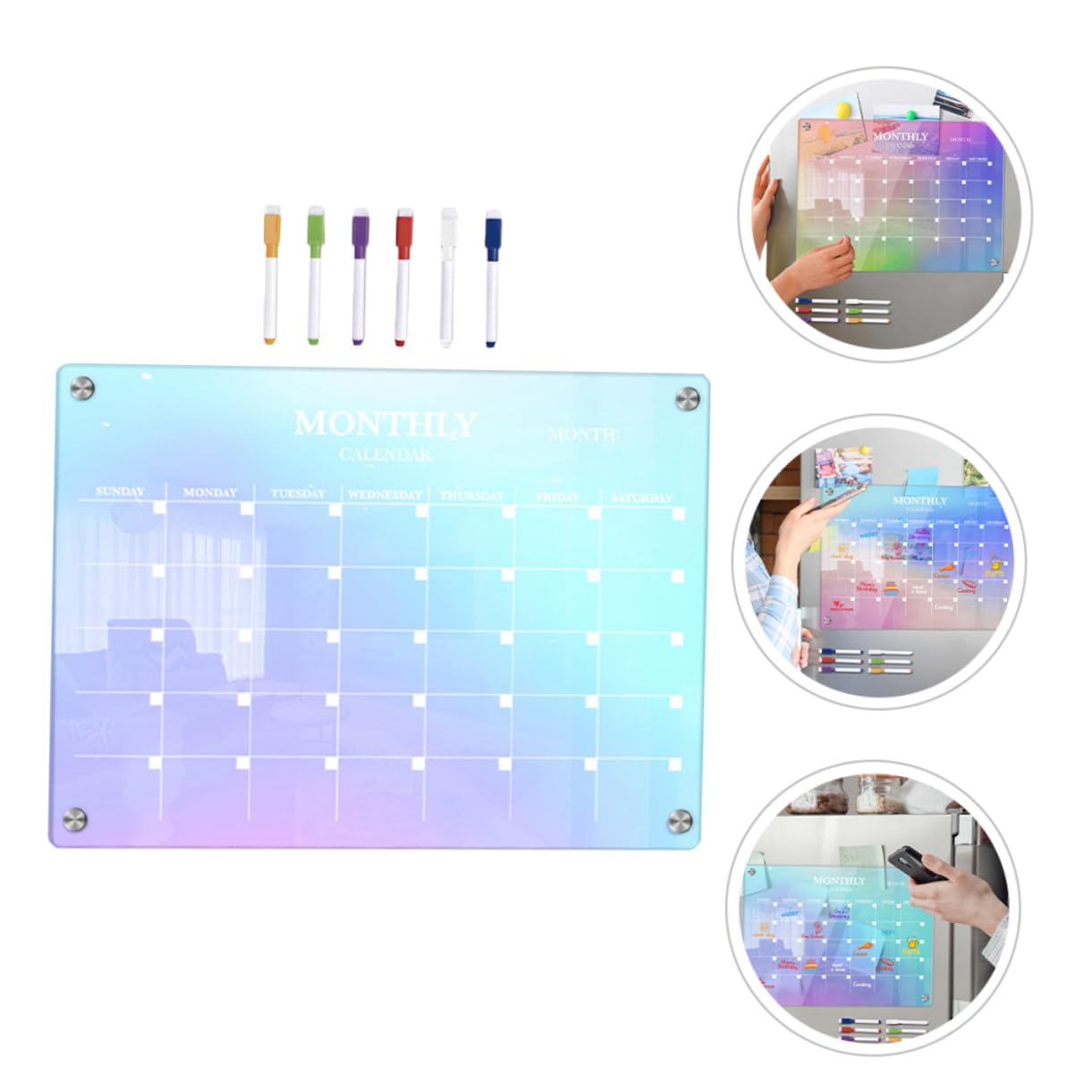STOBOK Monatsplaner Trocken Abwischbar Aus Magnetischer Kühlschrankkalender Essensplanungstafel Monatliches Whiteboard Für Küchenplanung
