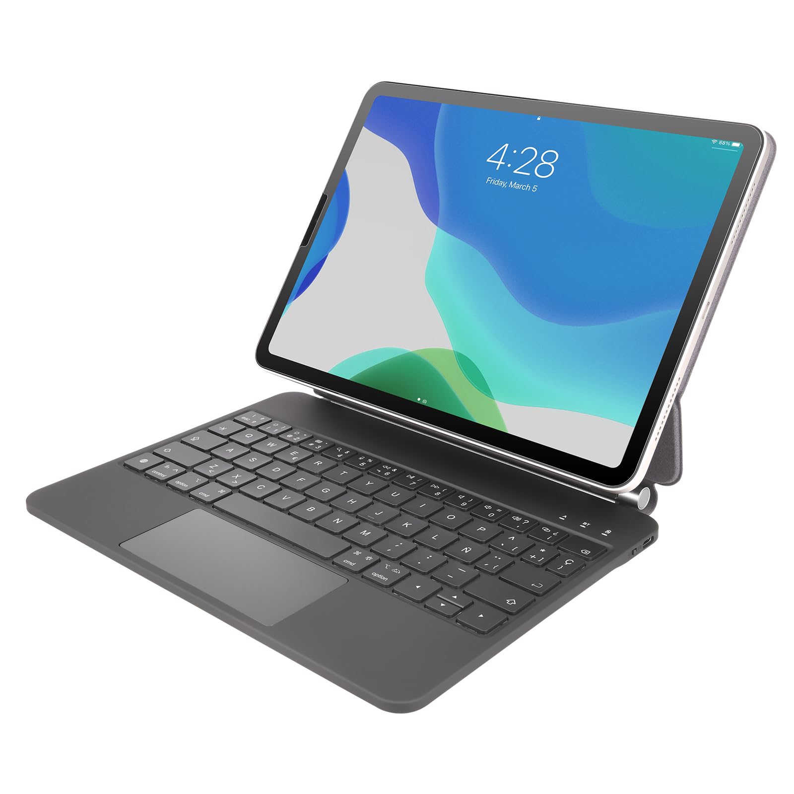 Rii Keyboard for iPad, Magnetic Floating Design with Trackpad, with 7 Backlight Colors, Spanish Layout (for iPad Air4/5/6 Pro11)