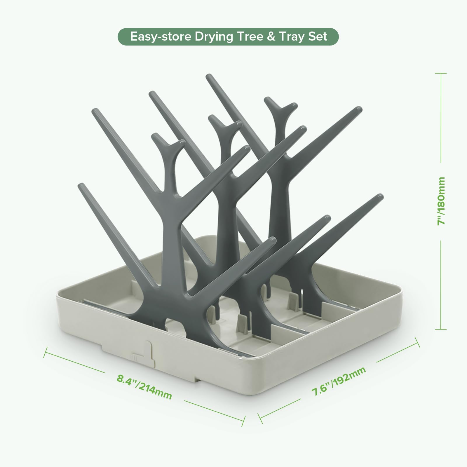 haakaa Abtropfgestell für Babyflaschen, platzsparender Flaschen-Trockenbaum für Flaschen/Pumpenteile/Schnuller und andere Baby-Utensilien, ideal für Zuhause und Reisen, BPA-frei-Schiefergrau