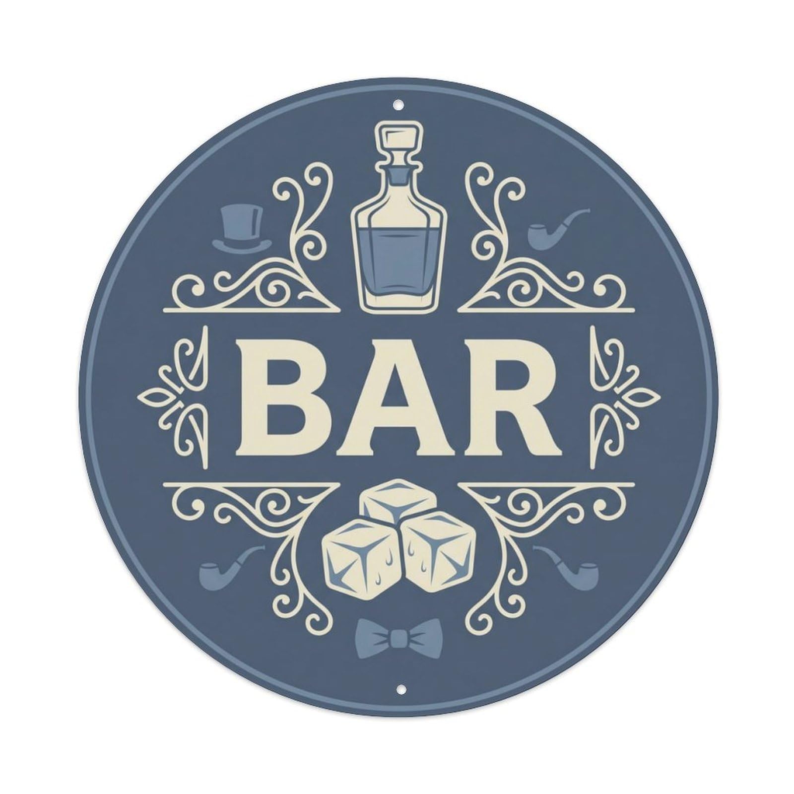 BAR Slate Tavern Ornament Metal Tin Sign Plaque Wall Decor for Cafe, Club Bar, Office, Home Garden Round Metal Poster 8x8Inch