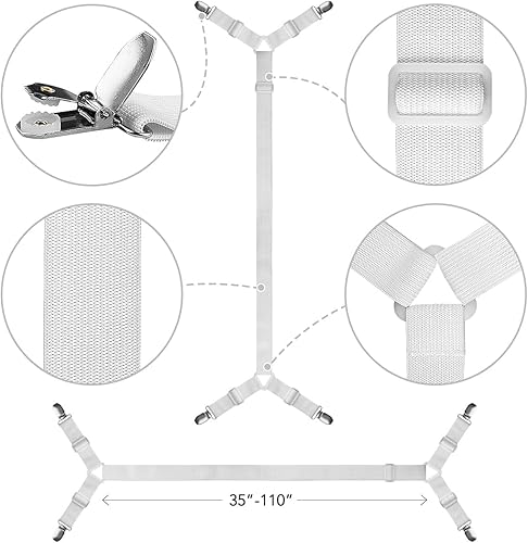 Miniatura 2 de ACEDÉCOR Correas de sábanas, clips para sábana bajera debajo del colchón para mantener las sábanas en su lugar, correas de soporte de sábanas para