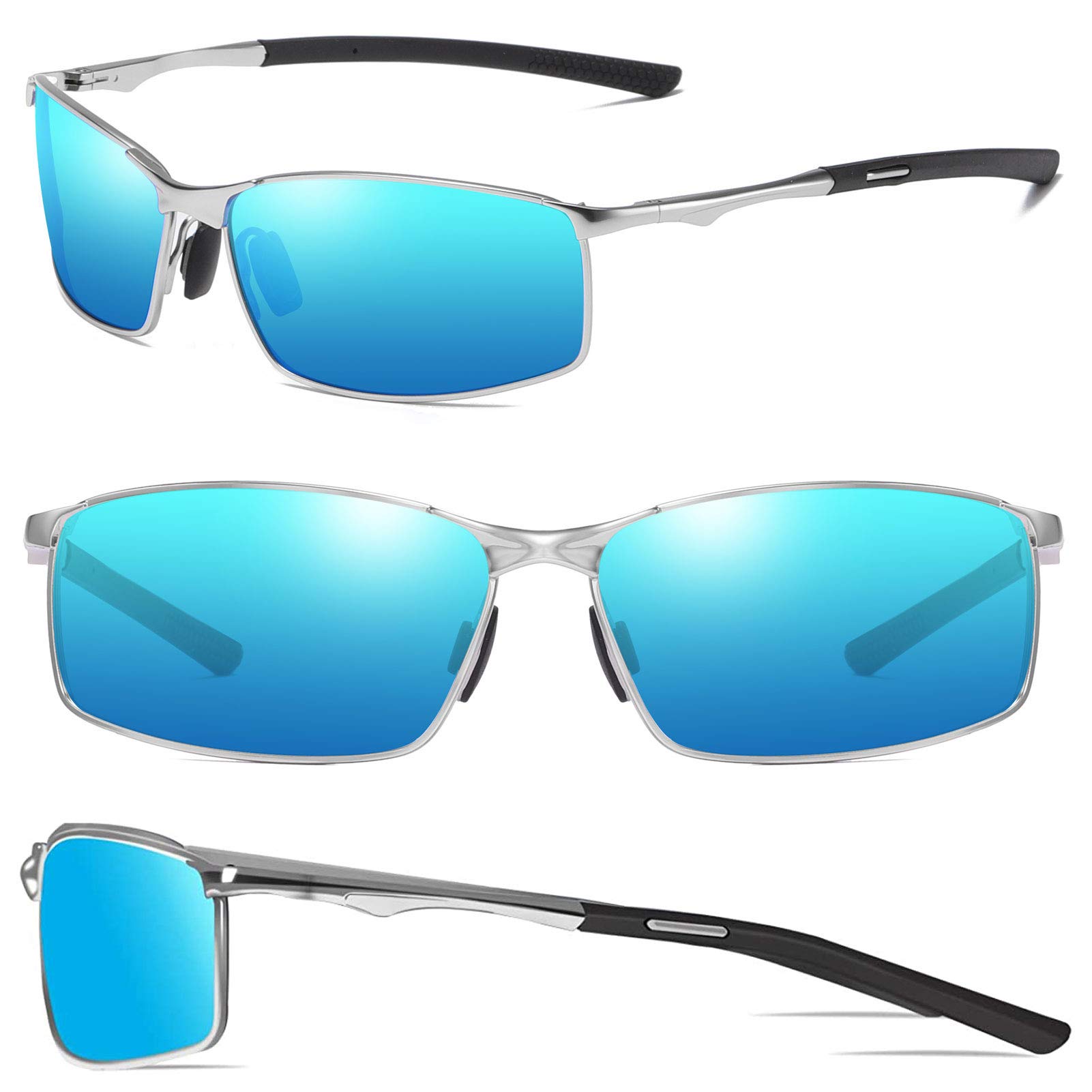 Occhiali da Sole da Uomo Donna Polarizzati Metallo Telaio Rettangolari Ultra Leggeri antiriflesso Protezione UV Moda Occhiali da Sole Cat 3 CE