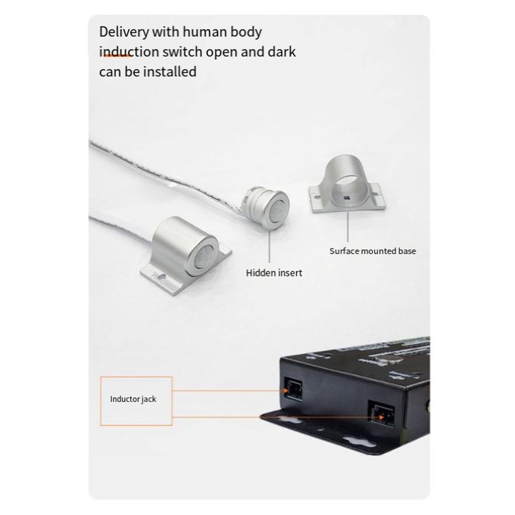 Scala LED Motion Sensor Light Controller Nero Lega di Alluminio per Indoor Motion Night Light 12V/24V