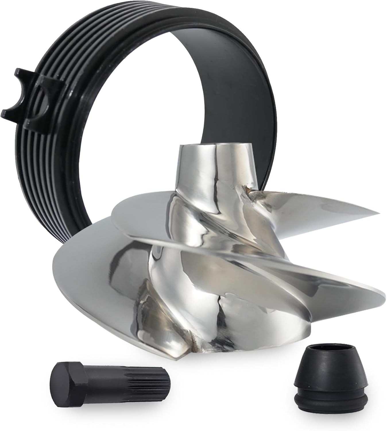 Jet Ski Impeller Kit Replace for Solas SK-CD-12/17,3-Blade Polished Stainless Steel,fit Sea-Doo Spark 900 ACE, Spark 900 HO ACE, Spark TRIXX, 140mm Impeller with Wear Ring, Wrench and Seal