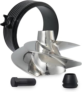 Jet Ski Impeller Kit SK-CD-12/14,3-Blade Polished Stainless Steel,fit Sea-Doo Spark 900 ACE, Spark 900 HO ACE, Spark TRIXX, Jet Ski 140mm Impeller with Wear Ring, Wrench and Seal