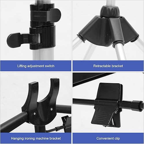 Miniatura 8 de Cabilock Vaporizador de ropa con varilla telescópica ajustable, soporte plegable para colgar vaporera, ligero y portátil para planchar y secar