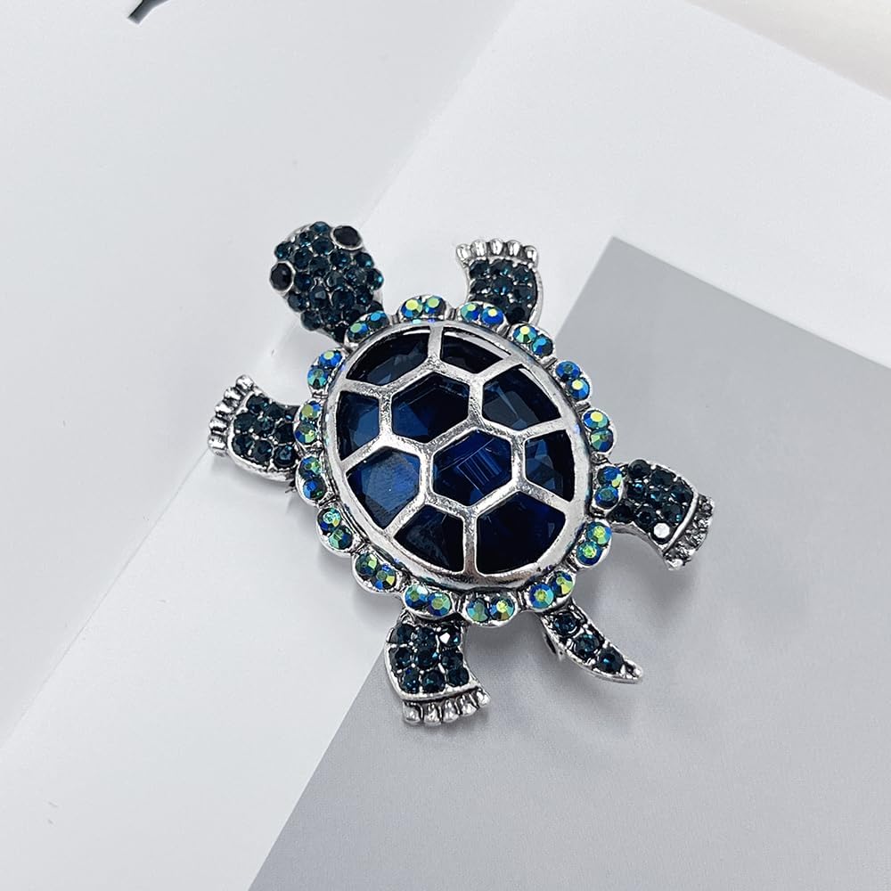 Cute Turtle Brooch Pin Crystal Rhinestones Green Marine Animals Lovely Lapel Pin Dress Accessories Boutonniere Corsage for Hat Bag Gold-Tone Tone Great Gift for Wife Sisters Friends Daily Wear Dating - Image 5