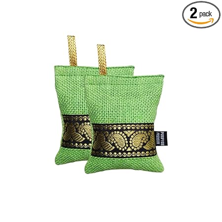 Purifyus Premium Green | 75 gram - Pack of 2 | Activated Carbon Air Purifying Bag | Non-Electric | Natural Odor Absorber for Car Clean and Fresh Indoor Air
