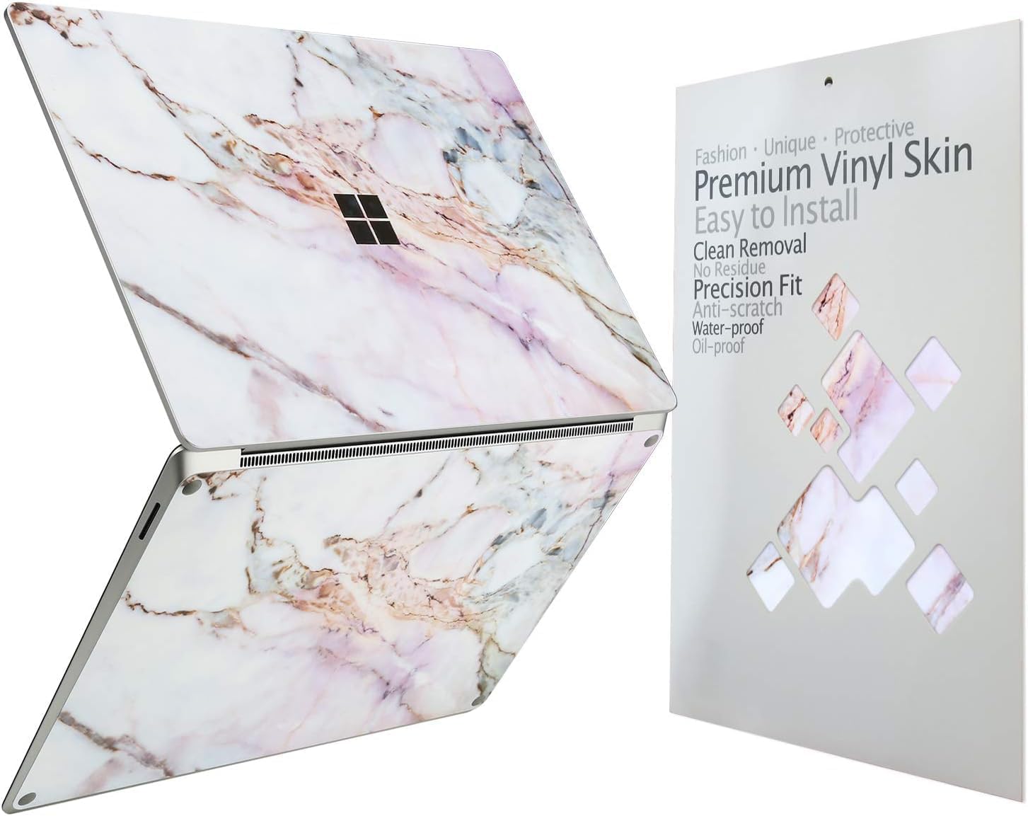 Ultra Thin Protective Cover Skin Decal Sticker for Microsoft 2024 Surface Laptop 13.8" (7th Edition Copilot PC), Easy Apply, Anti-Scratch, Residue Free Vinyl Skin [Cracked Marble]