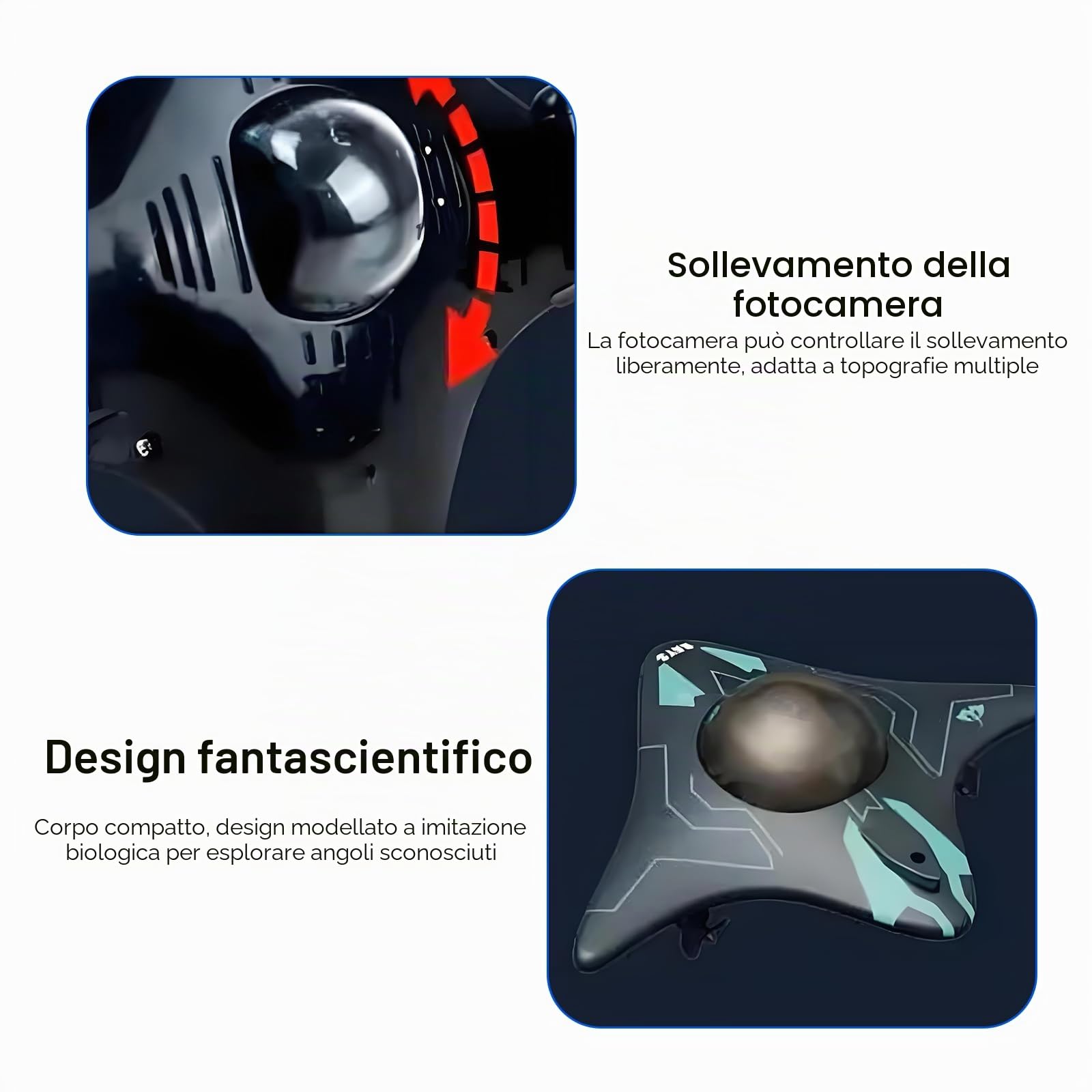 Drone subacqueo con controllo tramite app, drone subacqueo telecomandato con fotocamera HD da 10 m e luci LED, angolo della fotocamera regolabile, per esplorazione subacquea e giocattoli per adulti