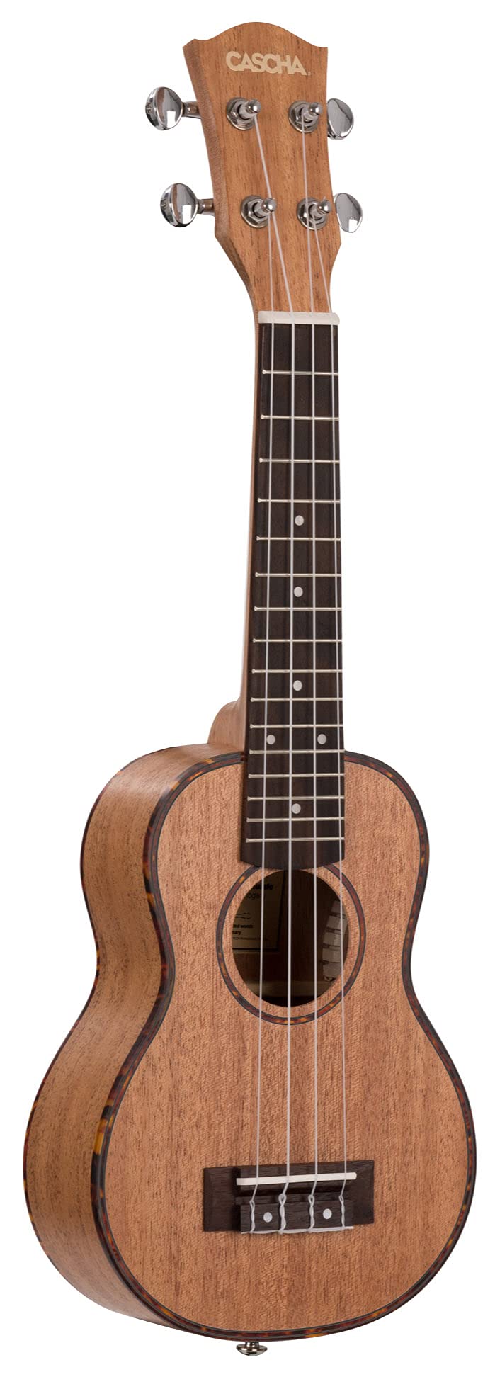 CASCHA HH 2027 DE Premium Soprano Ukulele Bundle en caoba con cuerdas de AQUILA, bolsa acolchada, formación en ukelele en alemán (+DVD), afinador y 3 púas