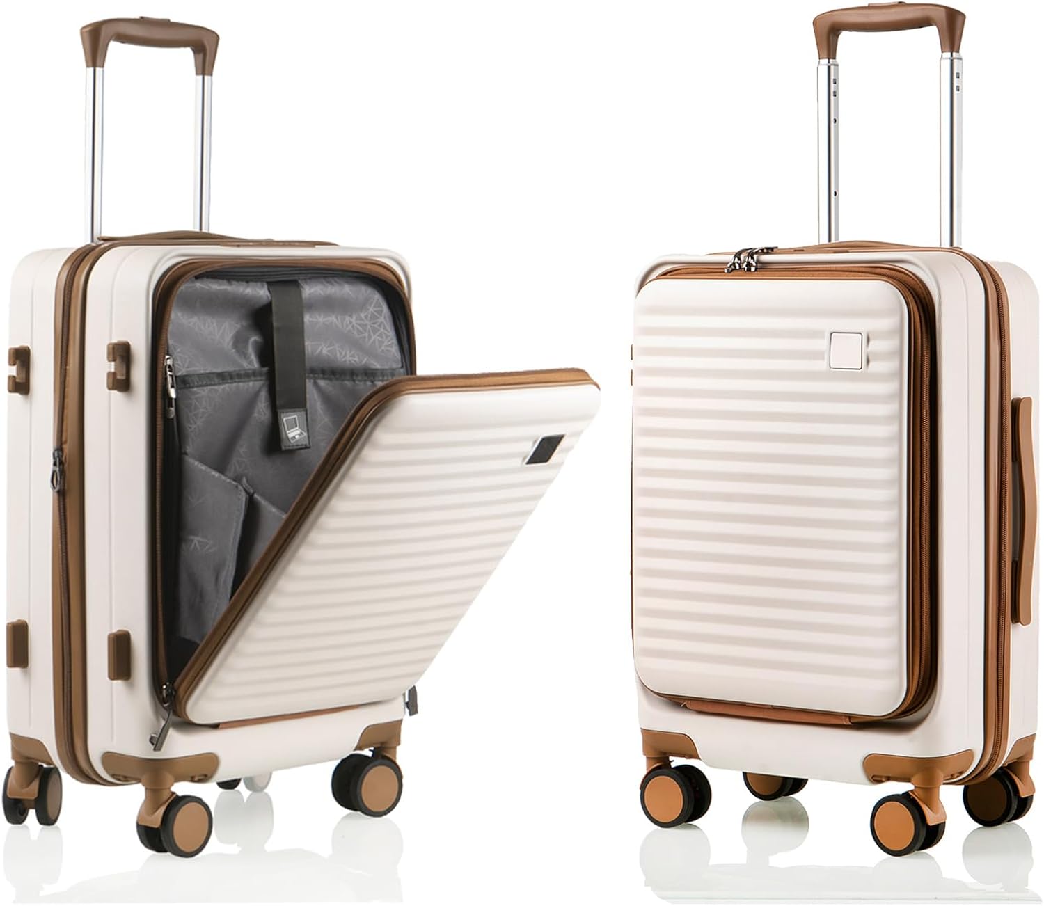 Expandable Carry On Luggage Durable Hardside Lightweight Rolling Suitcases with Spinner Wheels TSA Lock, 19.5 Inch 19.5-Inch Beige