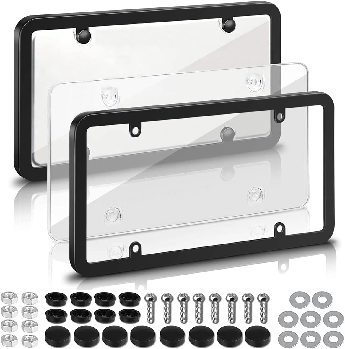 License Plate Covers, 2 Pack Clear License Plate Frames with Screw