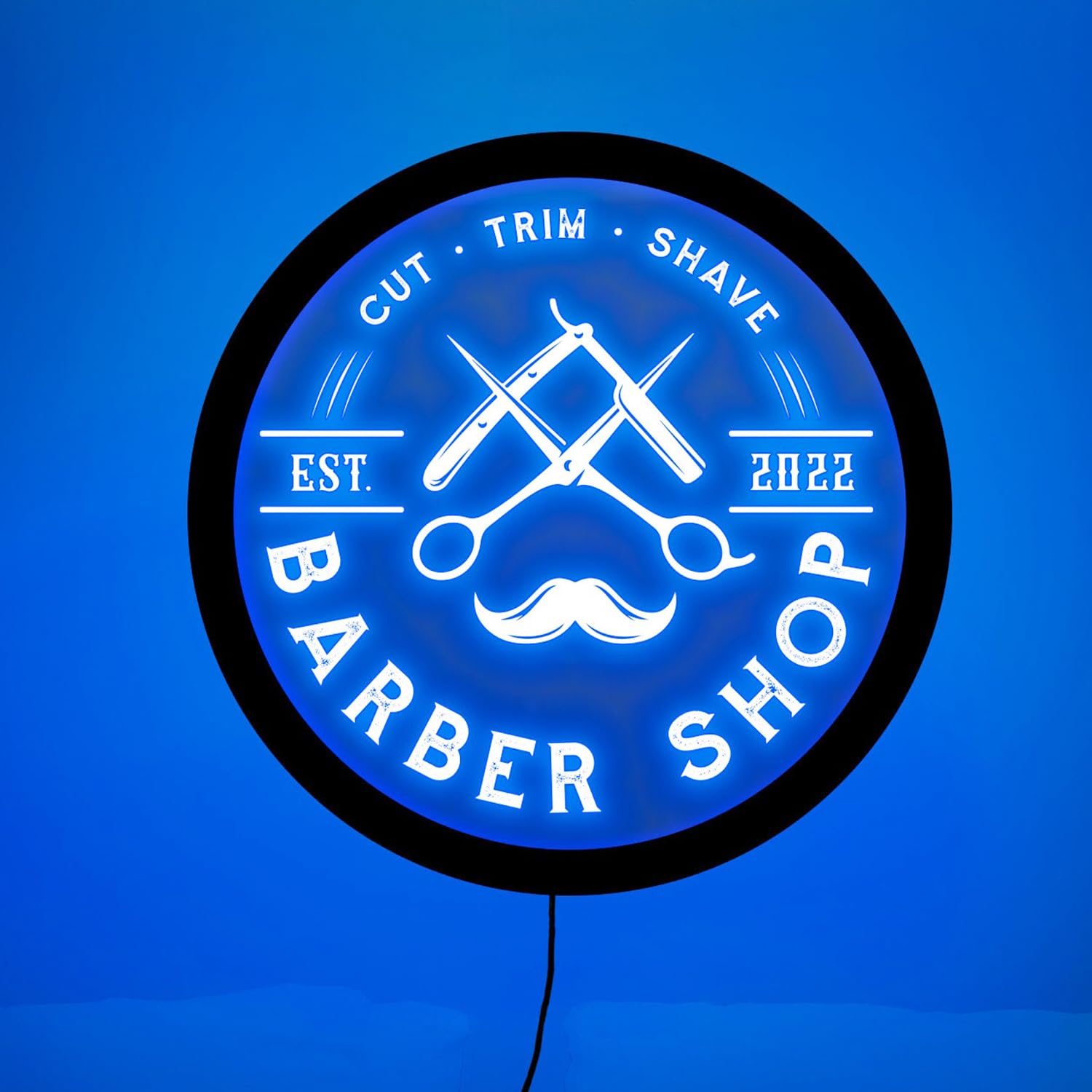 Soulglass Barber Shop Neon Sign, 3D LED Neon Sign, Blue, 10mm Acrylic, Wall Mount, Barber Shop Decor