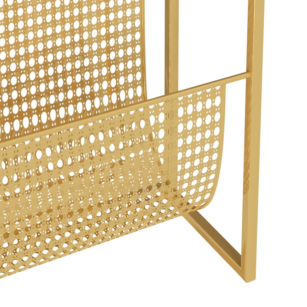 Generisch Stojak na czasopisma Golden 35 x 15 x 45 cm stal | Stabilny, trwały, dużo miejsca na książki, blat stołu do dekoracji, do biura, salonu, sypialni