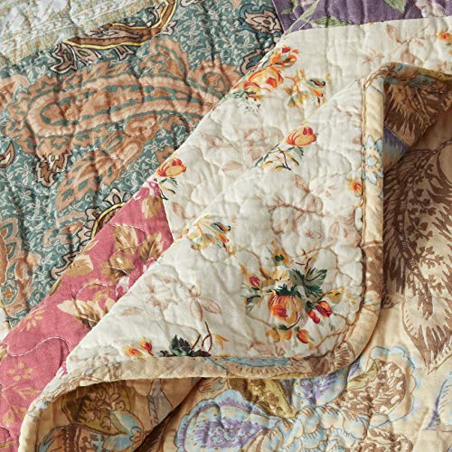 Image of Greenland Home Fashions 100% Cotton Authentic Patchwork Quilted Daybed Set, 5 Piece, Blooming Prairie