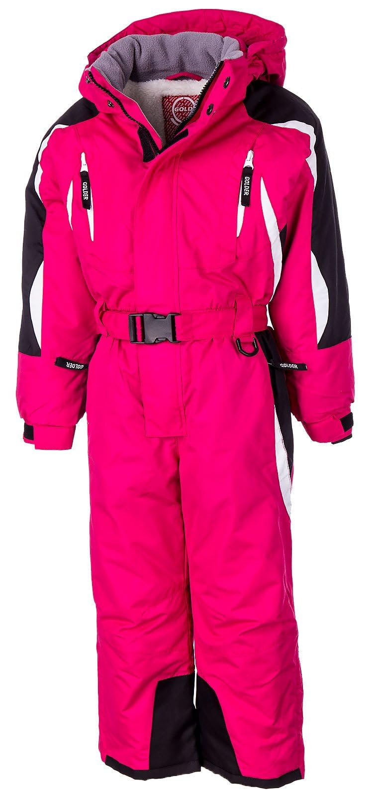 Golder Mädchen Skianzug, Schneeanzug mit Kapuze, Winter-Overall wasserdicht, atmundsaktiv