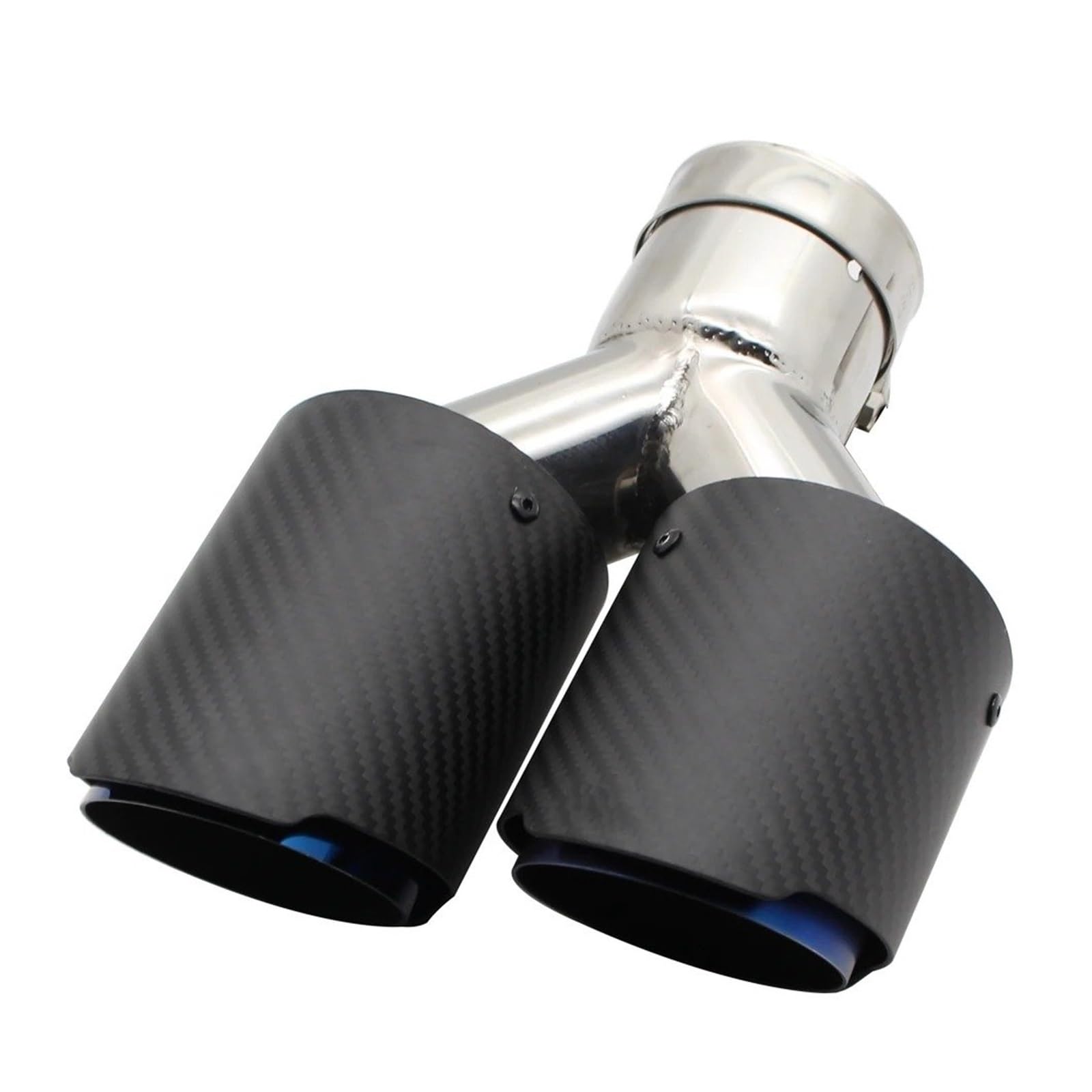 Tubo Punta Silenciador Coche Con Punta Y Forma Doble Salida, Silenciadores Tubo Escape, Decoración Boquilla, Universal, Acero Inoxidable Tubo Escape Silenciador(Right 63mm-89mm)