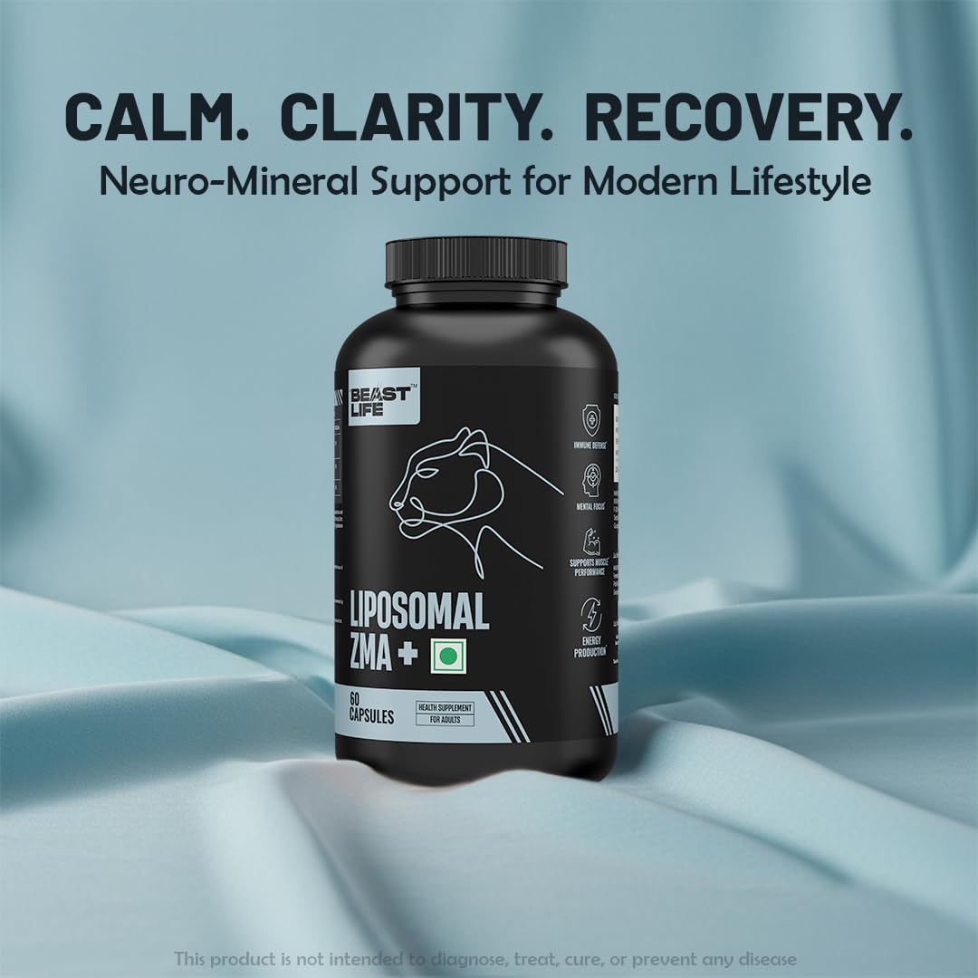 BeastLife Liposomal ZMA | Zinc Magnesium Aspartate Capsules | Ultra Absorption | Muscle Repair, Sleep Quality, Stress & Mood Balance | Metabolic & Immune Support | 60 Capsules 2
