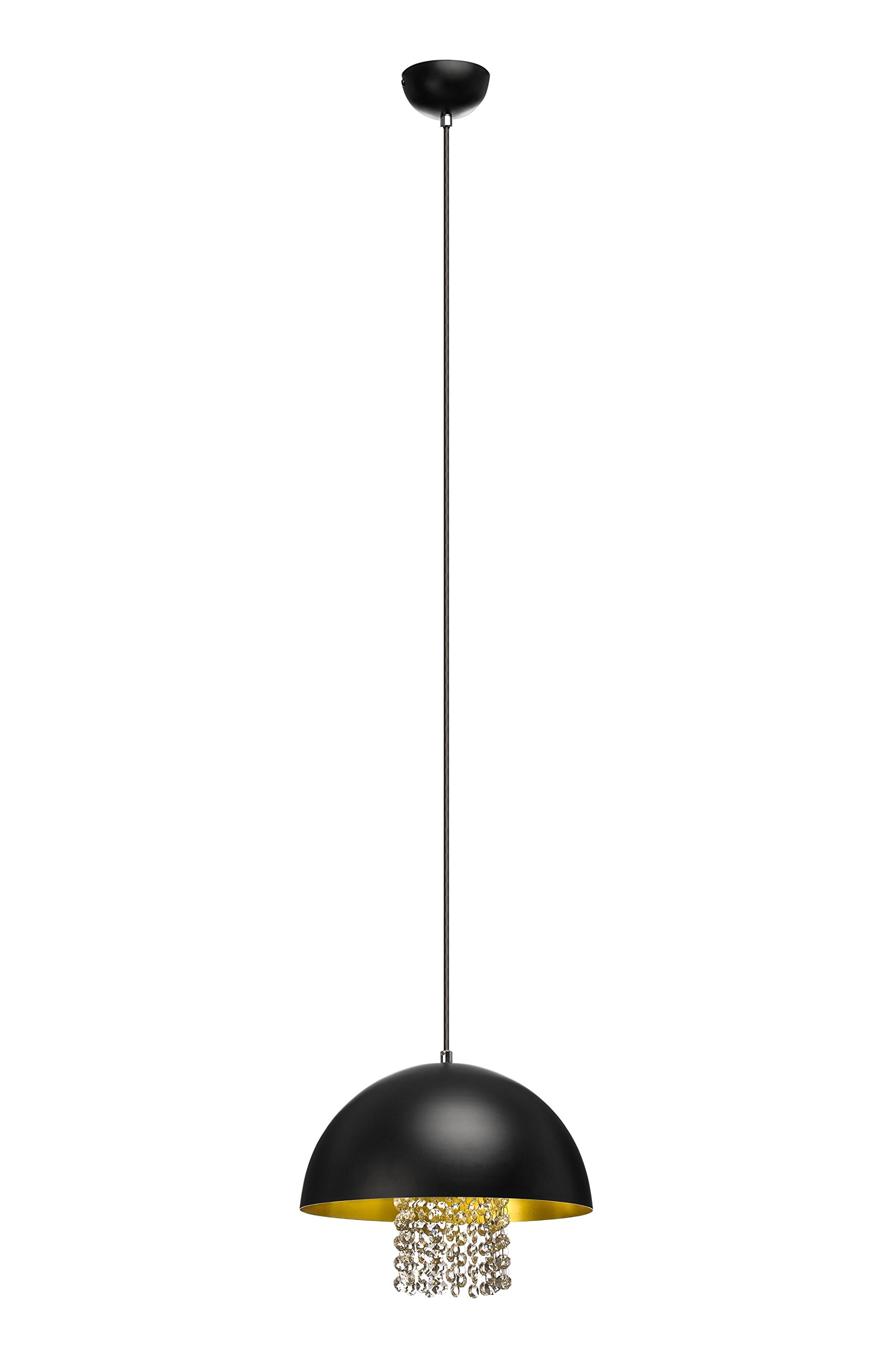 Premier Housewares Edison Screw Pendant Light with Crystals, E27, 60 W - Black