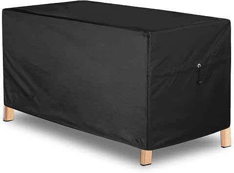 Heavy Duty 600D Patio Furniture Table Cover - 62 x 29 x 28 inch,Outdoor Oxford Deck Box Cover Waterproof Black